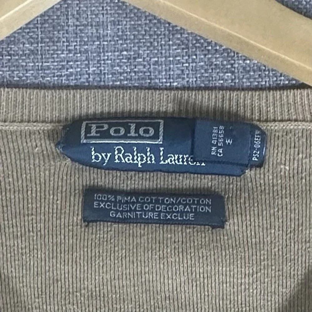 POLO RALPH LAUREN SZ XL MEN'S VINTAGE PIMA COTTON PULLOVER V-NECK CAMEL SWEATER